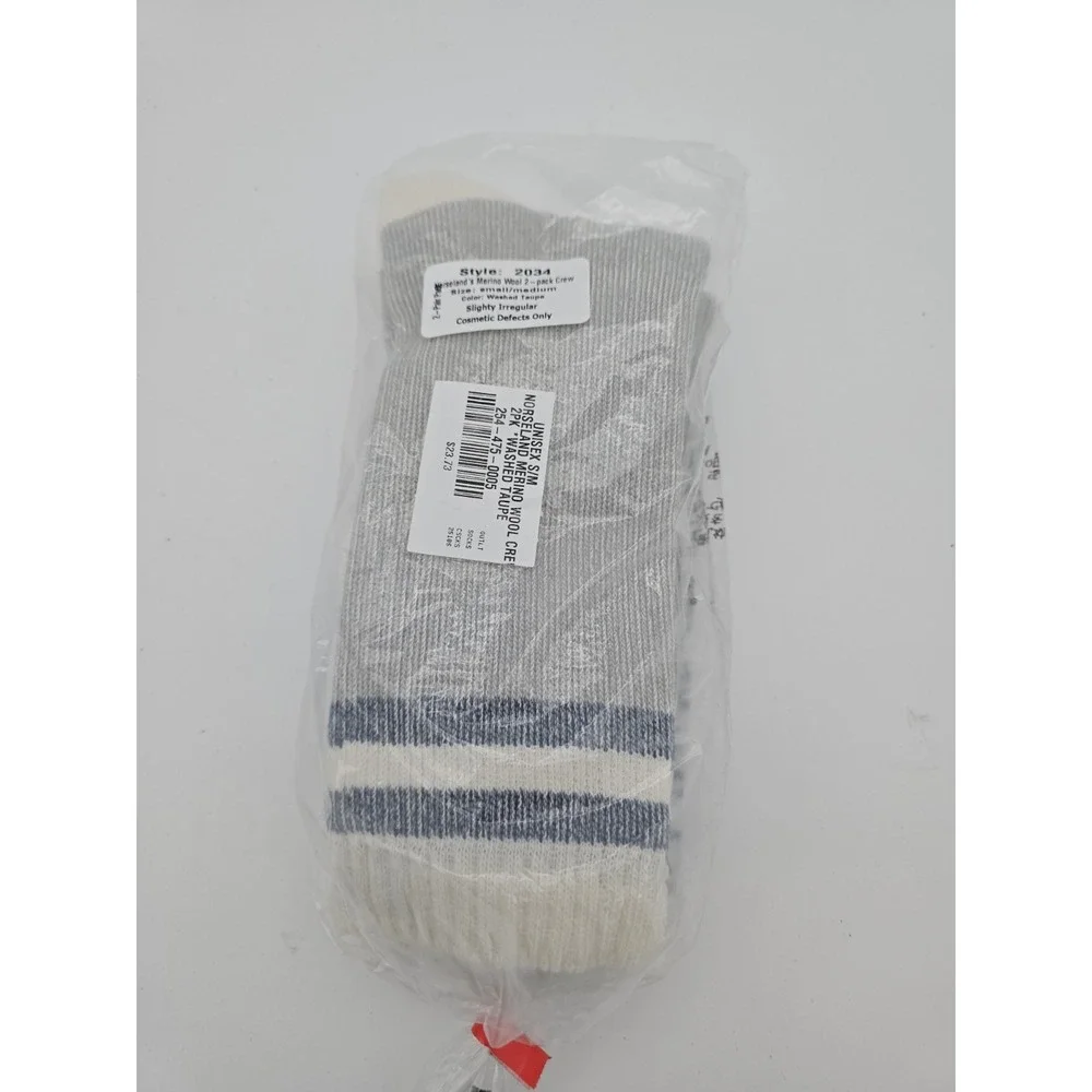 REI Co-op UNISEX S/M NORSELAND MERINO WOOL CREW 2PK *WASHED TAUPE* Irregular